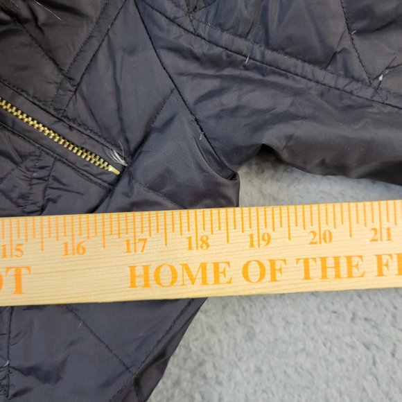 Express Coat Women's Size Medium Black Faux Fur Hood Down Filled Quilted - Picture 10 of 10